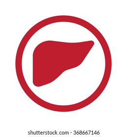 Flat red Liver icon in circle on white