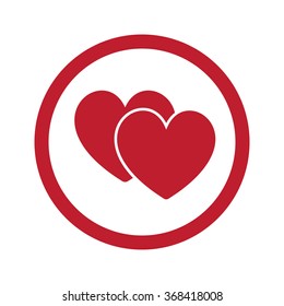 Flat red Love Sign icon in circle on white