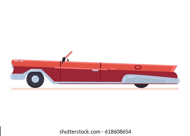 Flat Red Lowrider Oldschool Cari Illustration Issolated On White 