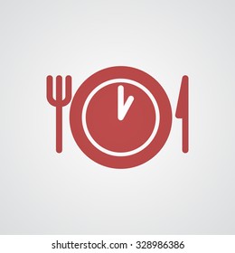 Flat red Lunch Time icon 