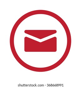 Flat red Mail icon in circle on white