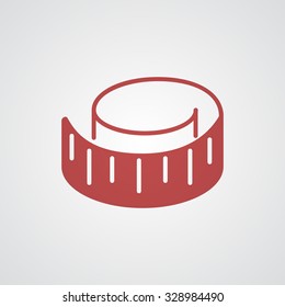 Flat red Measuring Tape icon 
