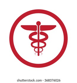 Flat red Medical Symbol icon in circle on white