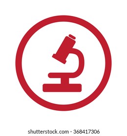 Flat red Microscope icon in circle on white