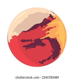 flat red moon design over white