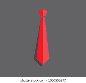 flat red necktie on gray background, business concept