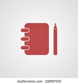 Flat red Note Book icon 