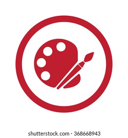 Flat red Palette icon in circle on white