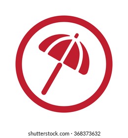 Flat red Parasol icon in circle on white