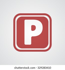 Flat red Parking icon 