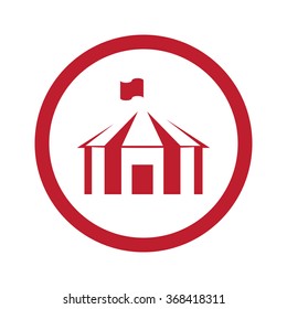 Flat red Party Tent icon in circle on white
