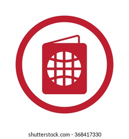 Flat red Passport icon in circle on white
