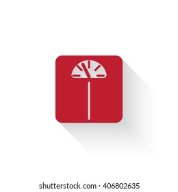 Flat red Personal Scale web icon with long drop shadow on white