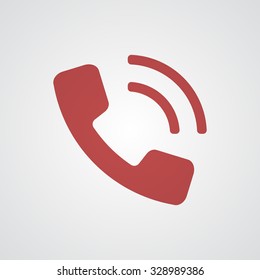 Flat red Phone icon 