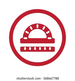 Flat red Protractor Ruler icon in circle on white