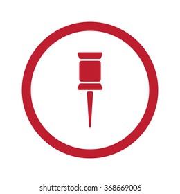 Flat red Pushpin icon in circle on white