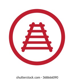 Flat red Railroad icon in circle on white