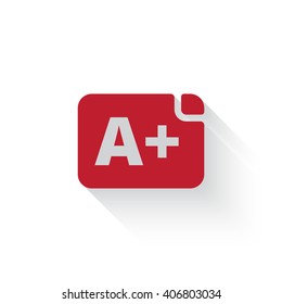 Flat red Rating web icon with long drop shadow on white