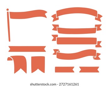 Flat Red Ribbons Collection for Labels and Headers