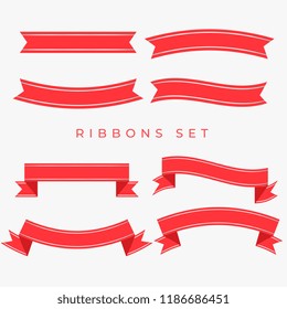 flat red ribbons decoration set