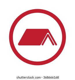 Flat red Roof icon in circle on white