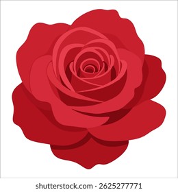 Flor de Rosa Vermelha plana - Design de flores românticas