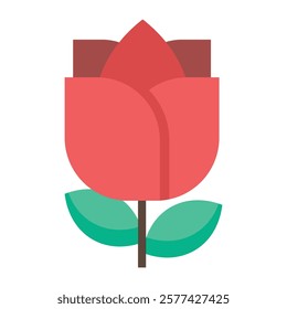 Flat red rose, perfect for floral shops, wedding invites, and timeless Valentine’s Day card designs.