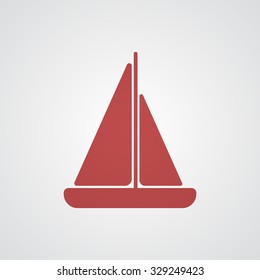Flat red Sailboat icon 