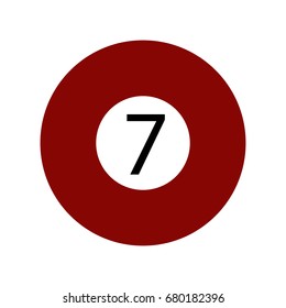 Flat Red Seven Pool - Billiard Ball Icon Vector Isolated