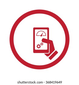 Flat red Smartphone Test icon in circle on white