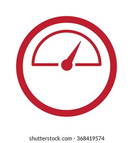 Flat red Speed Meter icon in circle on white