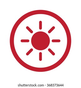 Flat red Sun icon in circle on white