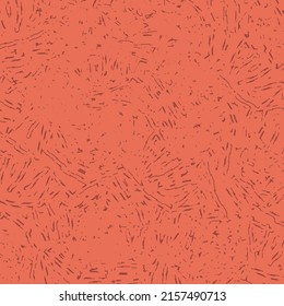 Flache rote Oberfläche mit verschiedenen Kratzern und Markierungen. Farbige Wandstruktur. Gezapfter Hintergrund. Abstrakte Vektorgrafik.