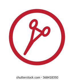 Flat red Surgical Clamps icon in circle on white