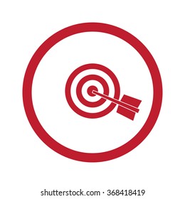 Flat red Target icon in circle on white