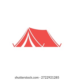 Se muestra un icono de carpa plana y roja sobre un fondo limpio y blanco.