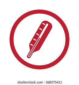 Flat red Thermometer icon in circle on white