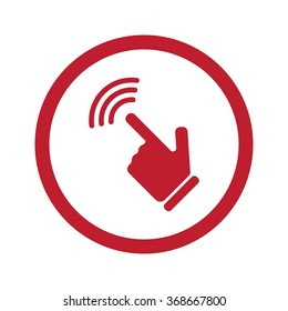 Flat red Touch Screen icon in circle on white
