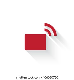 Flat red Transmitter web icon with long drop shadow on white