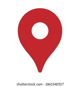 Flat red vector map geo point.  Map pin filled flat sign for mobile concept and web design.  Vector geo point icon for web site, app, ui.