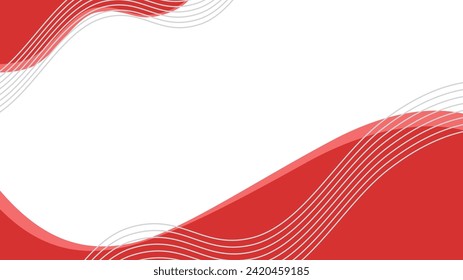 flat red and white abstract wavy corporate vector background with simple design and some copy space for text