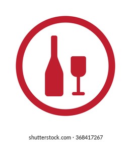 Flat red Wine icon in circle on white