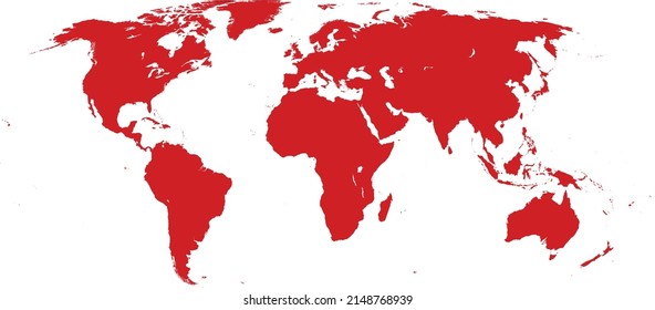 diseño de plantillas vectoriales de mapas de mundo rojo plano 