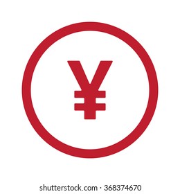 Flat red Yen icon in circle on white
