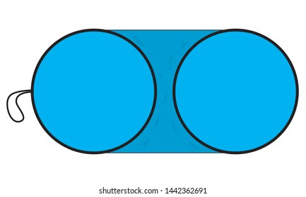 Flat Reflective Blue Car Window Sun Shade With Circle Shape Vector.