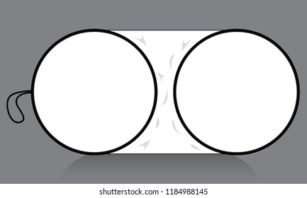 Flat Reflective White Car Window Sun Shade With Circle Shape Vector.