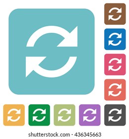 Flat refresh icons on rounded square color backgrounds.