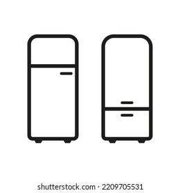 Icono de refrigerador plano. Tecnología moderna. Ilustración vectorial. Imagen de archivo.