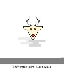 Flat Reindeer Icon. Vector