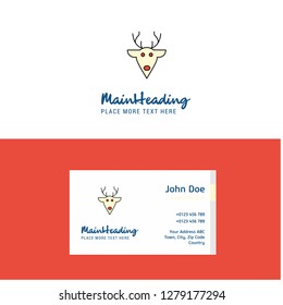 Flat Reindeer Logo and Visiting Card Template. Busienss Concept Logo Design